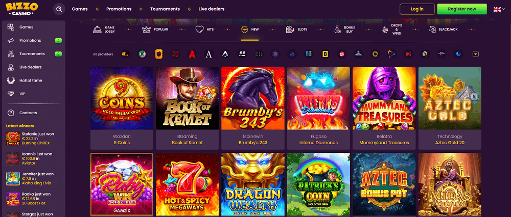 Games and Entertainments in Bizzo Casino