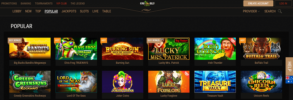 A Review of King Billy Casino Games