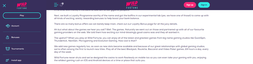 Wild Fortune Mobile Casino And App